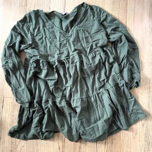 Elegant Olive V-Neck Tunic for Women